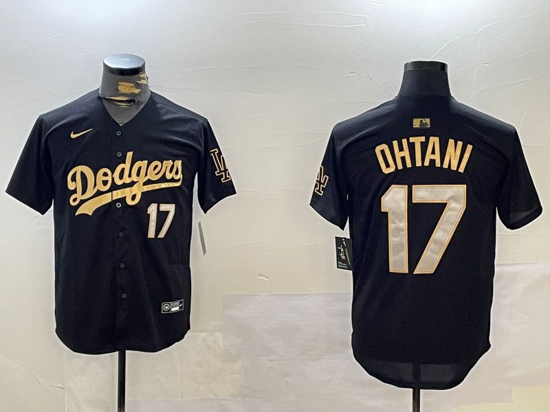 Men Los Angeles Dodgers #17 Ohtani Black Gold Game 2024 Nike MLB Jersey style 1209